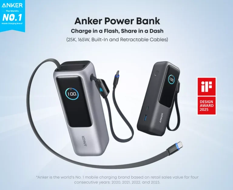 Anker 165W 25000mAh Laptop Power Bank with Built-in and Retractable Cables