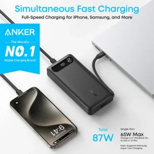 Anker A1383 87W 20000mAh Power Bank with Built-In USB-C Cable