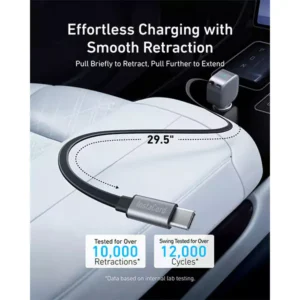 Anker Nano 75W USB-C Car Charger with Built-in Retractable USB-C Cable (A2738)