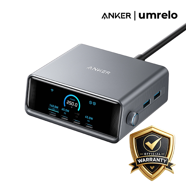 Anker Prime 250W GaN USB-C Charging Station with LCD Display & Smart Control (A2345)