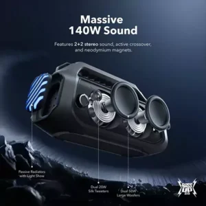 Anker SoundCore Boom 2 Plus 140W Powerful Outdoor Bass Bluetooth Speaker - Image 4