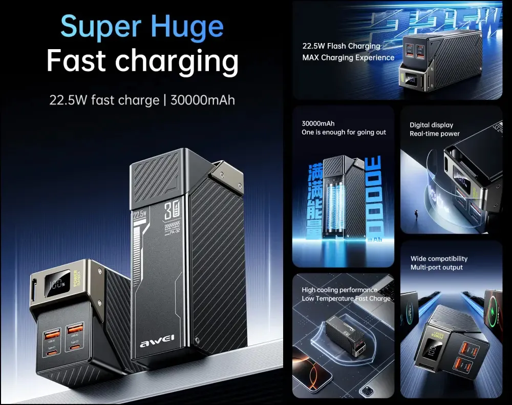 Awei PA-32 30000mAh 22.5W Fast Charging Power Bank