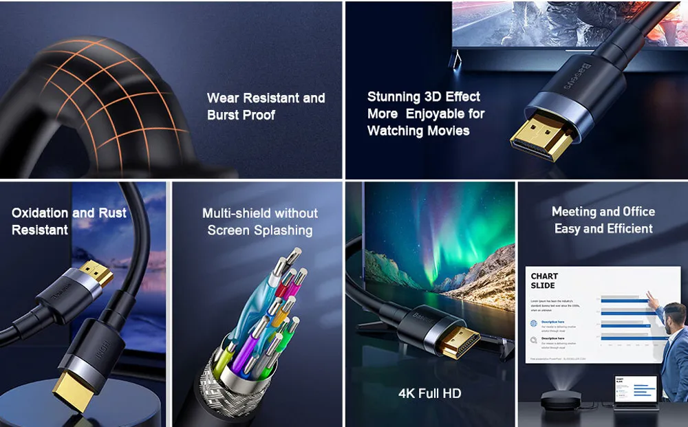 Baseus Cafule 4K HDMI Male To 4K HDMI Male Adapter Cable