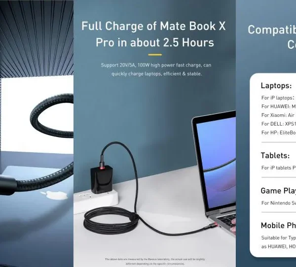 Support 20V/5A, 100W high power fast charge, can quickly charge laptops, making office work easier.