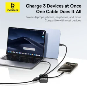 Baseus Flash Series 3 100W One for three Fast Charging Cable Type-C to C+C+C - Image 4