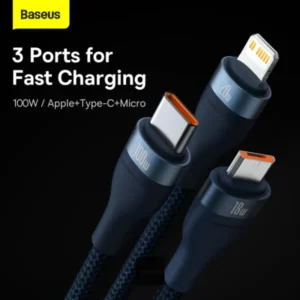 Baseus Flash Series II One for Three 100W Fast Charging Cable Type-C to M+L+C