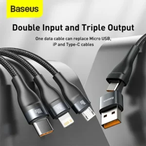 Baseus Flash Series Two for three Fast Charging 100W Data Cable 1.2m - Image 3