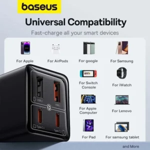 Baseus GaN6 Pro 65W 4 Ports Fast Charger with 100W C to C Cable