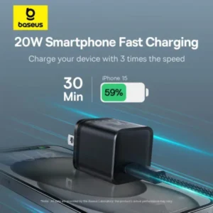Baseus Gan5s Fast Charger 20W US With 1M USB-C to USB-C Cable