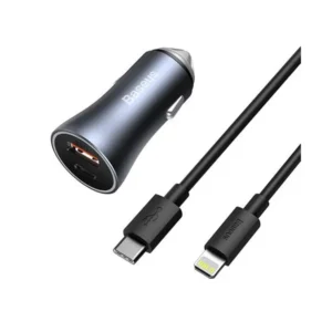 Baseus Golden Contactor Pro QC U+C 40W Car Charger With Type-C to Lightning Cable (TZCCJD-03)