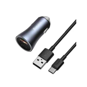 Baseus Golden Contactor Pro QC U+C 40W Car Charger With Type-C to USB Cable (TZCCJD-0G)