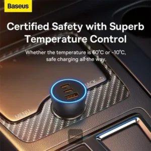 Baseus Golden Contactor Pro Triple Fast Charger Car Charger 65W USB+2 Type-C Ports