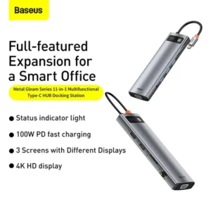 Baseus Metal Gleam Series 11 in 1 Multifunctional Type-C HUB Docking Station