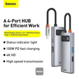 Baseus Metal Gleam Series 4 in 1 Multifunctional Type-C HUB Docking Station