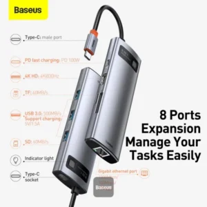 Baseus Metal Gleam Series 8 in 1 Multifunctional Type-C HUB Docking Station
