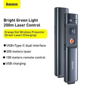 Baseus Rechargeable Orange Dot Wireless Presenter (Green Laser)