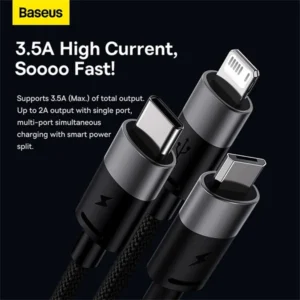 Baseus StarSpeed 3.5A 3-in-1 Fast Charging Data Cable 1.2 Meter - Image 3