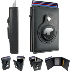 Coteci Airtag Wallet Leather RFID PU Card Holder