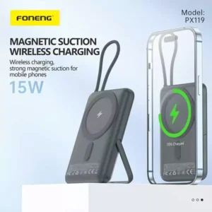 FONENG PX119 10000mAh 22.5W Magnetic Wireless Power Bank with Built-in Cable & Stand - Image 4
