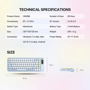 Fantech WK898 GO MOCHI Multi-Device Wireless Keyboard Mouse Combo - Image 7