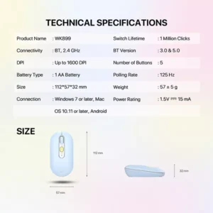 Fantech WK899 GO MOCHI Multi-Device Wireless Keyboard Mouse Combo