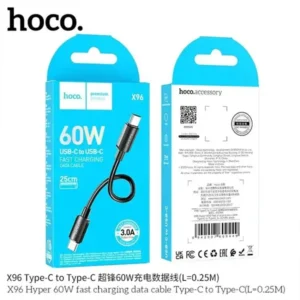 Hoco X96 60W USB-C to USB-C Fast Charging Data Cable 25CM - Image 3