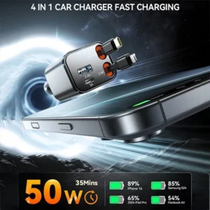 JOYROOM JR-CCL05 30W 4-in-1 Retractable Cable Car Charger