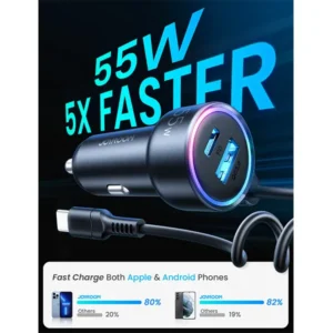 JOYROOM JR-CL07 60W 3-in-1 Wired Car Charger (Type-C)