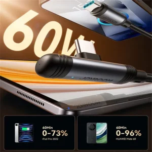 JOYROOM S-A56 EnjoyX Series 60W Type-C to Type-C 90 Degree Fast Charging Data Cable 1.2M