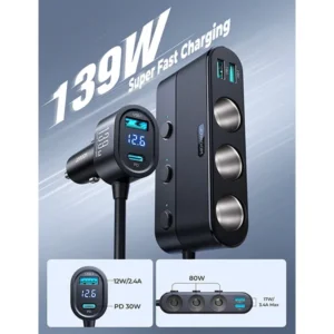 Joyroom JR-CCL01 139W 7-in-1 Cigarette Lighter Splitter Car Charger