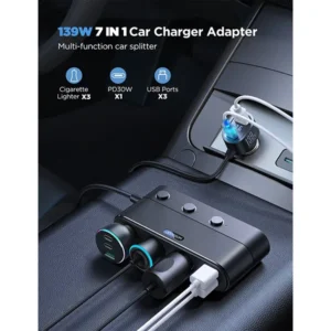 Joyroom JR-CCL01 139W 7-in-1 Cigarette Lighter Splitter Car Charger