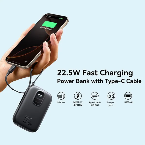 Joyroom JR-PBF17 22.5W 10000mAh Powerbank Built-in Type-C Cable