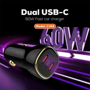 LDNIO C104 60W Dual PD Super Fast Car Charger