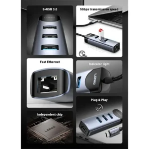 LDNIO DS-144U USB A to USB-A 3+RJ45 1 Network Data Transmission Hub - Image 3