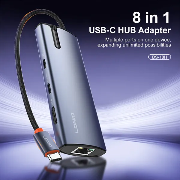 LDNIO-DS-18H-8-in-1-USB-C-Hub-4K-Display-100W-PD-Charging-Docking-Station-3 LDNIO DS-18H 8 in 1 USB C Hub 4K Display 100W PD Charging Docking Station