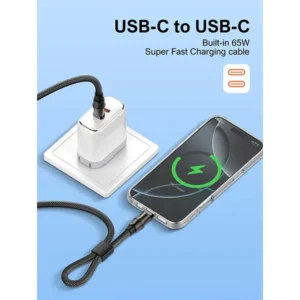 LDNIO LC22C 65W Fast Charging Nylon Lanyard Type-C Data Cable 1.2M