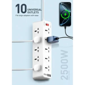 LDNIO SC10610C Power Socket Extension Universal Power Strip With 10 Outlets 2M
