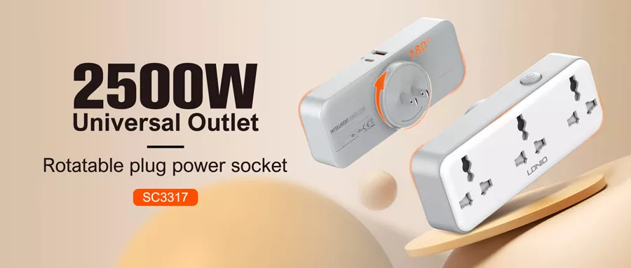 LDNIO SC3317 3 AC Outlets Portable Extension Power Socket
