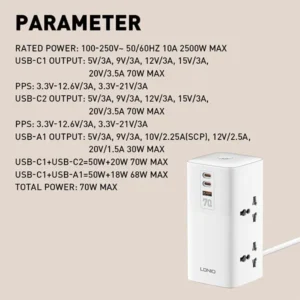 LDNIO SC4383 70W PD Multifunctional Universal Desktop Power Adapter - Image 5