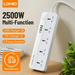 LDNIO SC5415 5 Socket 20W PD + QC3.0 4 USB Power Strip EU Plug