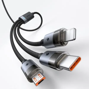 Mcdodo CA-715 3 in 1 6A Transparent Fast Charging Cable with Charging Light