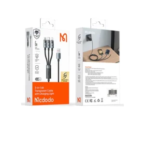 Mcdodo CA-715 3 in 1 6A Transparent Fast Charging Cable with Charging Light - Image 5