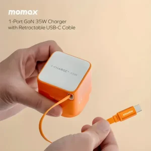 Momax 1-Charge+ 35W GaN Charger with Retractable Cable (US Plug)