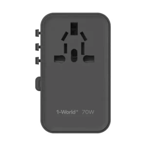 Momax UA18D 1-World+ 70W GaN 3-Ports Travel Charger with Built-in USB-C Cable