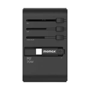 Momax UA18D 1-World+ 70W GaN 3-Ports Travel Charger with Built-in USB-C Cable - Image 3