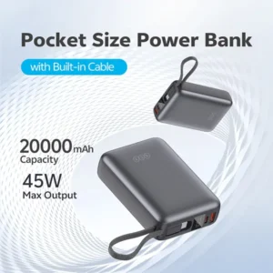 QCY PB20A 20000mAh 45W PD+QC3.0 with Display and Built-in USB-C Cable