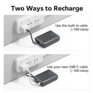 QCY PB20A 20000mAh 45W PD+QC3.0 with Display and Built-in USB-C Cable