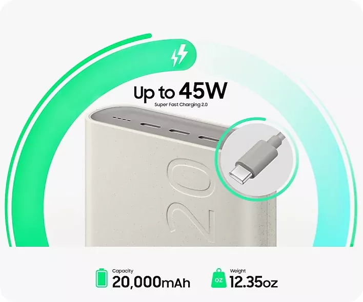 Samsung 20000mAh 45W PD Super Fast Charging Battery Pack (EB-P452).