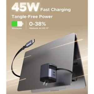UGREEN 45W GaN Charger with Retractable USB C Cable 2C1A
