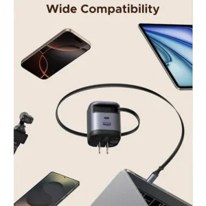 UGREEN 45W GaN Charger with Retractable USB C Cable 2C1A - Image 5